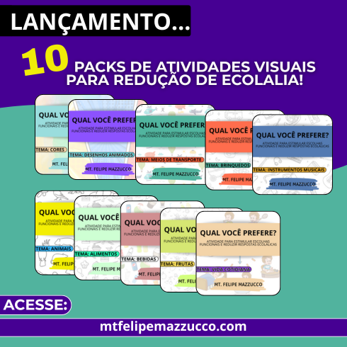 LANÇAMENTO: Redução de Ecolalia com Packs Visuais – 10 Temas para Estimular a Comunicação Infantil